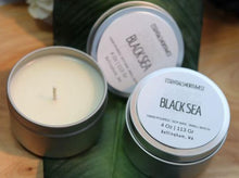 Load image into Gallery viewer, Black sea soy candle 4 ounce tin