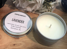 Load image into Gallery viewer, Lavender blend, soy candle, 4 ounce candle tin