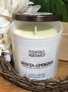 Green Tea & Lemongrass, 9 ounce soy candle jar