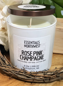 Rose Pink Champagne, 9 ounce soy candle jar