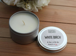 White Birch, soy candle, 6 ounce candle tin